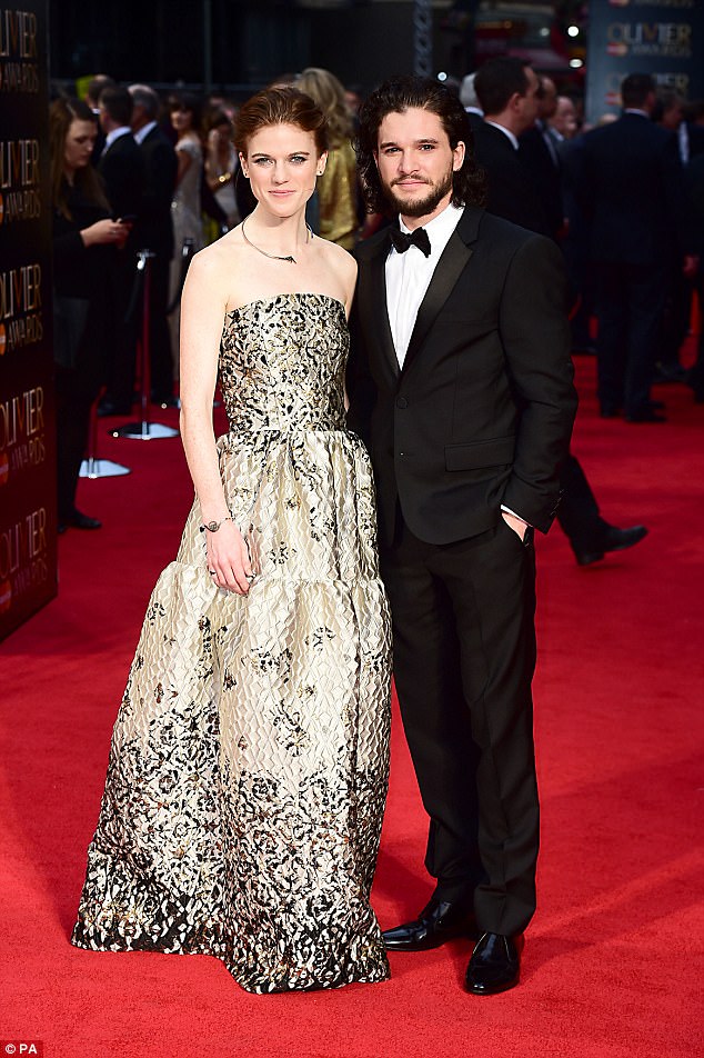 Happy couple: Rose Leslie and Kit Harrington on the red carpet together. They announced their engagement in The Times newspaper