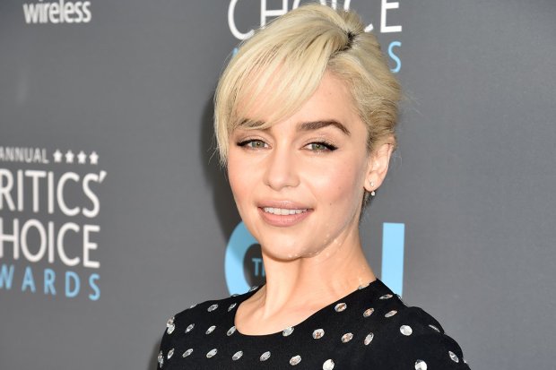 SANTA MONICA, CA - JANUARY 11: Actor Emilia Clarke attends The 23rd Annual Critics' Choice Awards at Barker Hangar on January 11, 2018 in Santa Monica, California. (Photo by Jeff Kravitz/FilmMagic)