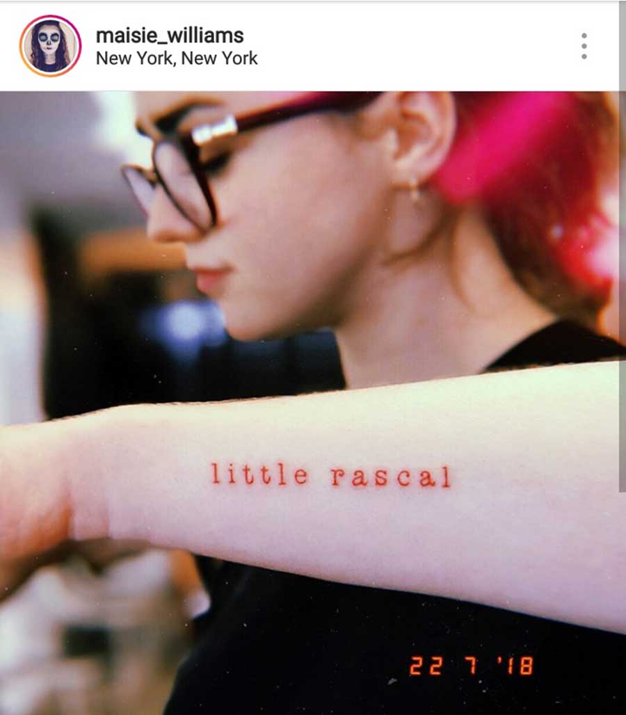 Maisie Williams finally reveals her much-hyped tattoos on Instagram