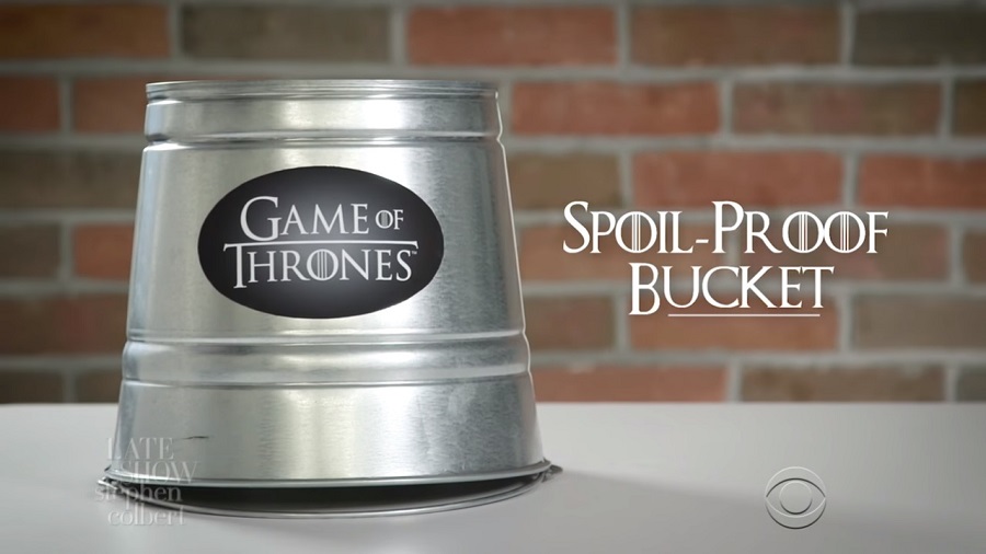Talk show host Stephen Colbert invents a genius device to avoid Game of Thrones spoilers