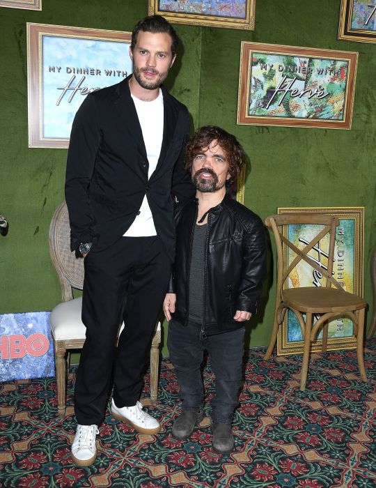 HOLLYWOOD, CA - OCTOBER 04: Peter Dinklage, Jamie Dornan arrives at the HBO Films' "My Dinner With Herve" Premiere at Paramount Studios on October 4, 2018 in Hollywood, California. (Photo by Steve Granitz/WireImage)
