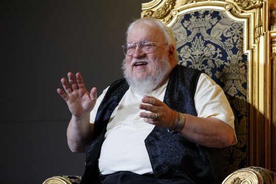 Mandatory Credit: Photo by Tolga Akmen/REX/Shutterstock (4079079h) George R. R. Martin George RR Martin and Robin Hobb in Conversation, London, Britain - 19 Aug 2014