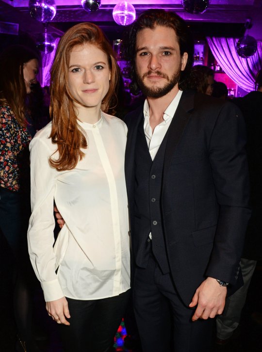 LONDON, ENGLAND - APRIL 25: Rose Leslie (L) and Kit Harington attend the Gala Night performance of "Doctor Faustus" at The Cuckoo Club on April 25, 2016 in London, England. (Photo by David M. Benett/Dave Benett/Getty Images)