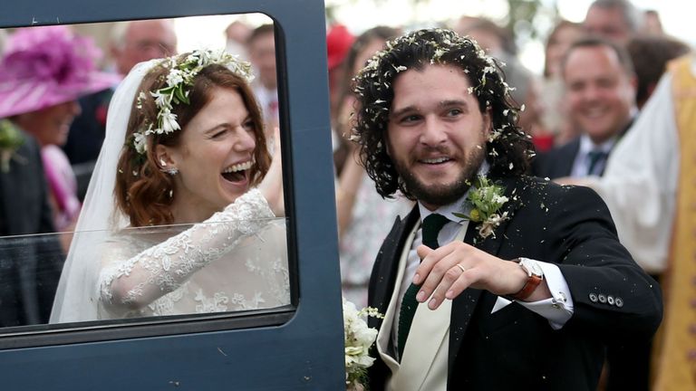 Kit Harington and Rose Leslie after they tied the knot