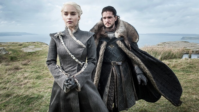 Emilia Clarke as Daenerys Targaryen and Kit Harington as Jon Snow in Game of Thrones