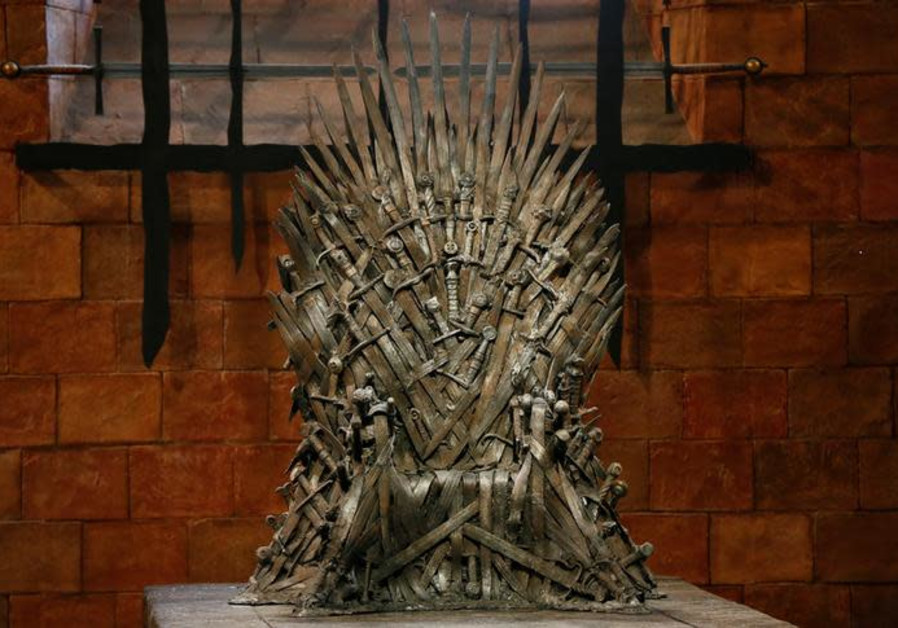 The Iron Throne is seen on the set of the television series Game of Thrones