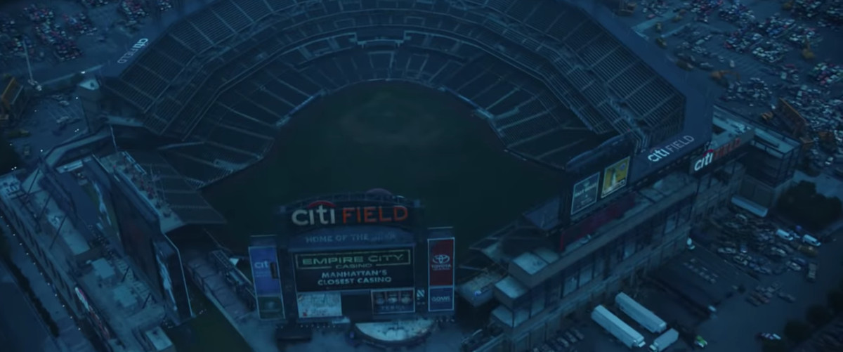 An aerial image of CitiField with no fans inside