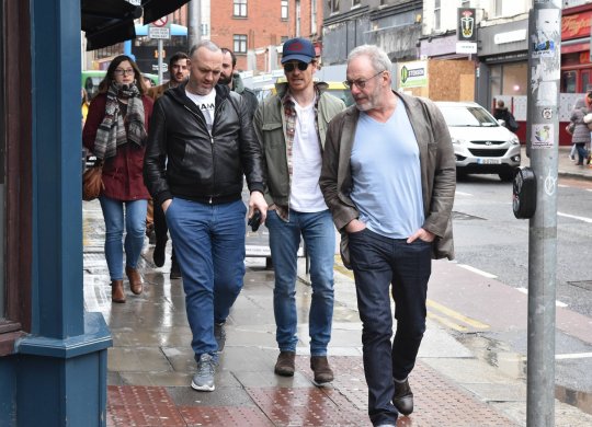 Michael Fassbender spotted with fellow Irish actor Liam Cunningham & chef Dylan McGrath on Aungier Street. Nearby, British actor Richard E. Grant was spotted on Baggot Street, Dublin, Ireland - 16.03.19. Featuring: Dylan McGrath, Michael Fassbender, Liam Cunningham Where: Dublin, Ireland When: 16 Mar 2019 Credit: WENN.com **Not available for publication in Ireland**