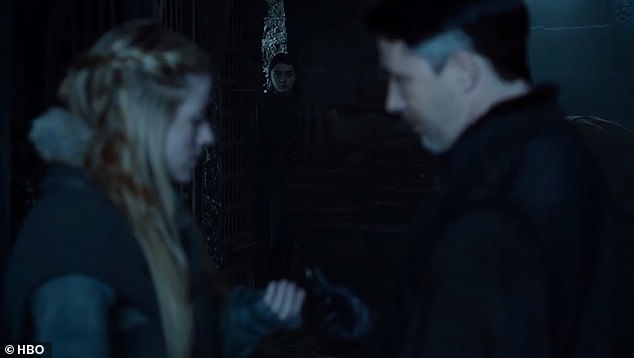 Mysterious: Littlefinger hands a blonde woman a coin, which fans believe to be from Braavos