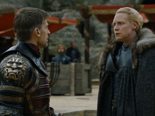 Jaime Lannister (Nikolaj Coster-Waldau), left, and Brienne of Tarth (Gwendoline Christie), seen here in the Season 7 finale, have enjoyed one of the most intriguing relationships on HBO's 'Game of Thrones.'
