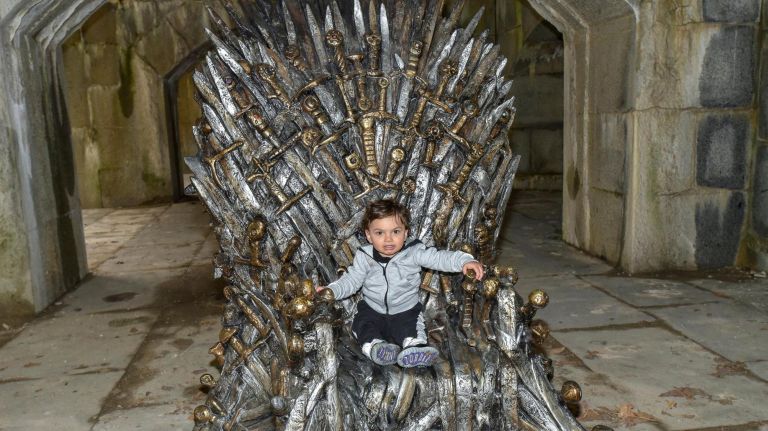 Evan Antzoulis, 15 months, takes the Iron Throne