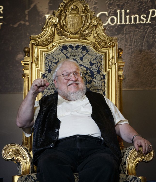 Mandatory Credit: Photo by Tolga Akmen/REX/Shutterstock (4079079c) George R. R. Martin George RR Martin and Robin Hobb in Conversation, London, Britain - 19 Aug 2014