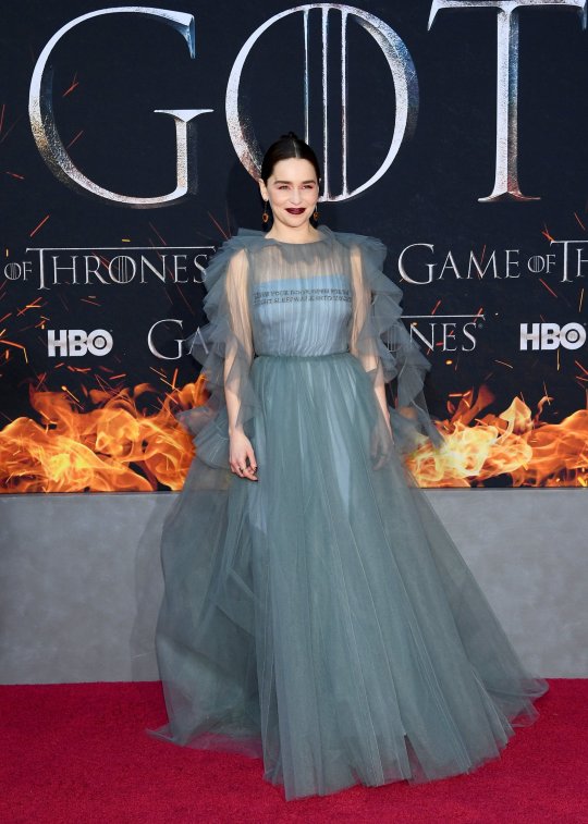 NEW YORK, NEW YORK - APRIL 03: Emilia Clarke attends the "Game Of Thrones" Season 8 Premiere on April 03, 2019 in New York City. (Photo by Dimitrios Kambouris/Getty Images)