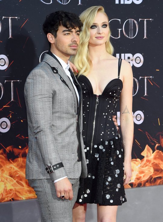 NEW YORK, NEW YORK - APRIL 03: Nick Jonas and Sophie Turner attend the "Game Of Thrones" Season 8 Premiere on April 03, 2019 in New York City. (Photo by Jamie McCarthy/WireImage,)