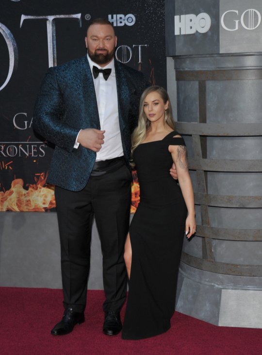 attends the 'Game Of Thrones' Season 8 Premiere on April 03, 2019 in New York City. Pictured: Hafthor Julius Bjornsson,Kelsey Henson Ref: SPL5077010 040319 NON-EXCLUSIVE Picture by: Jackie Brown / SplashNews.com Splash News and Pictures Los Angeles: 310-821-2666 New York: 212-619-2666 London: 0207 644 7656 Milan: 02 4399 8577 photodesk@splashnews.com World Rights,
