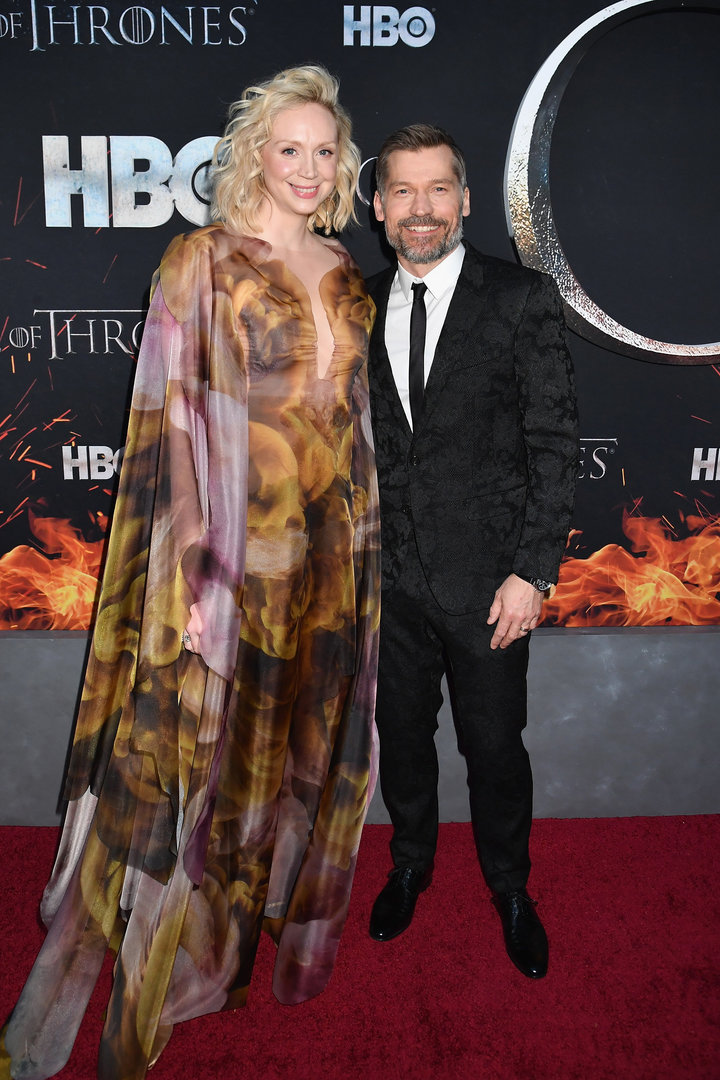 Christie and co-star Nikolaj Coster-Waldau pose together on the red carpet.&nbsp;