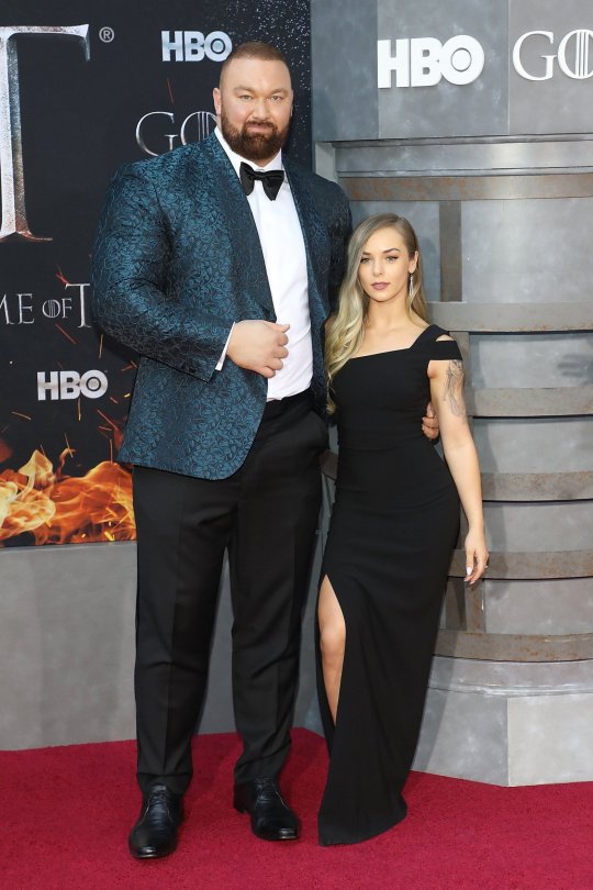 NEW YORK, NY - APRIL 03: Hafthor Julius Bjornsson and Kelsey Henson attend the premiere of "Game of Thrones" at Radio City Music Hall on April 3, 2019 in New York City. (Photo by Taylor Hill/Getty Images)