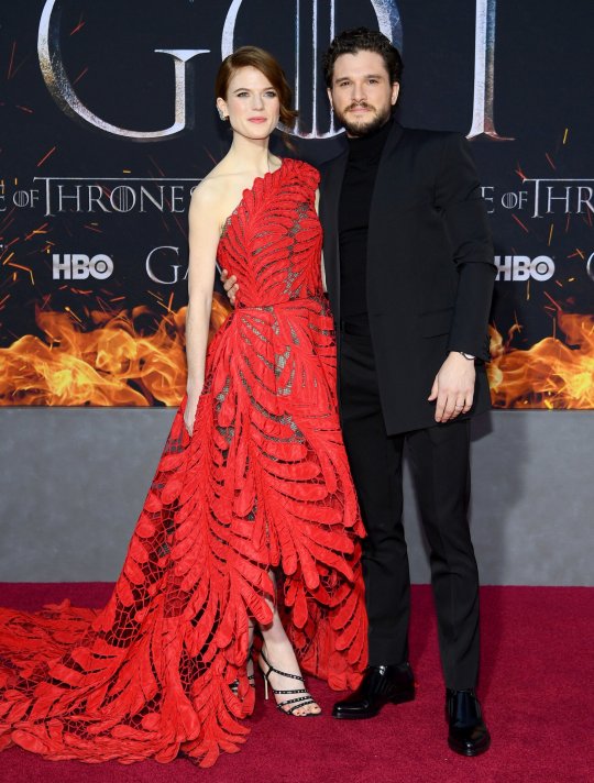 NEW YORK, NEW YORK - APRIL 03: Rose Leslie and Kit Harington attend the "Game Of Thrones" Season 8 Premiere on April 03, 2019 in New York City. (Photo by Dimitrios Kambouris/Getty Images)