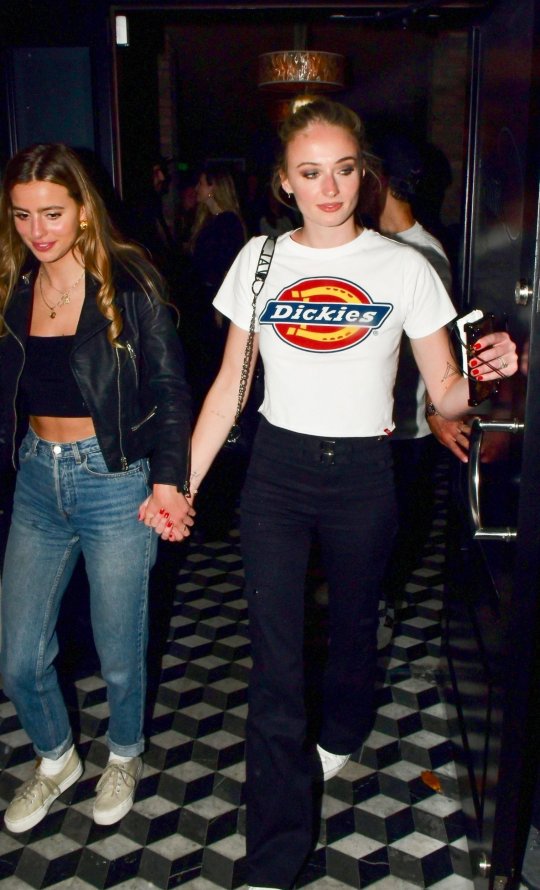 West Hollywood, CA - Sophie Turner spotted leaving after dinner with her BFF at Craig's in West Hollywood. Pictured: Sophie Turner BACKGRID USA 22 APRIL 2019 BYLINE MUST READ: CLICKSNAP / BACKGRID USA: +1 310 798 9111 / usasales@backgrid.com UK: +44 208 344 2007 / uksales@backgrid.com *UK Clients - Pictures Containing Children Please Pixelate Face Prior To Publication*