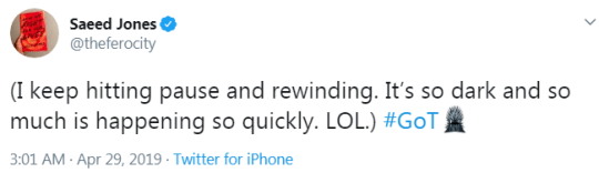 Game of Thrones tweet
