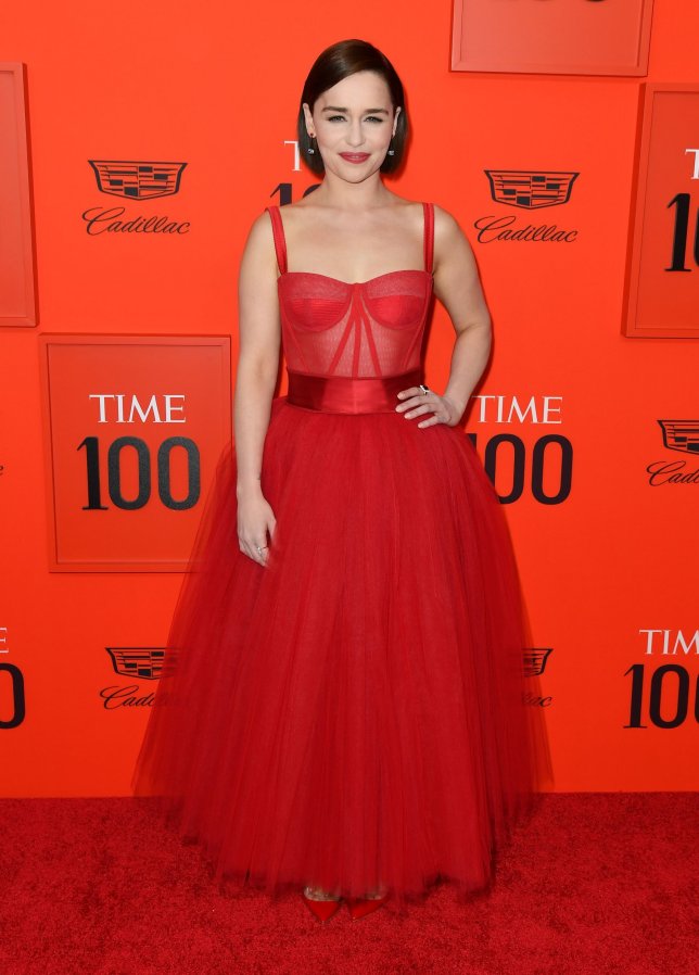 British actress Emilia Clarke arrives on the red carpet for the Time 100 Gala at the Lincoln Center in New York on April 23, 2019. (Photo by ANGELA WEISS / AFP)ANGELA WEISS/AFP/Getty Images