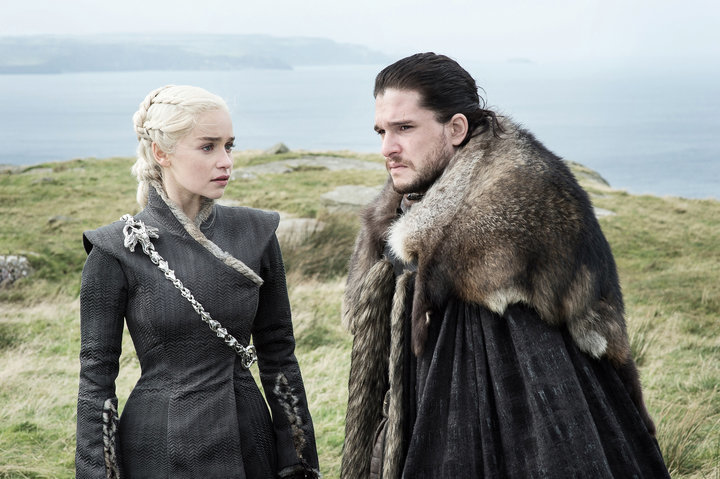 Daenerys Targaryen (Emilia Clarke) and Jon Snow (Kit Harington) in &ldquo;Game of Thrones.&rdquo;