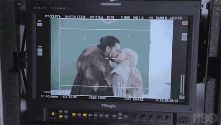 Kit Harington gags after kissing Emilia Clarke (Picture: HBO) 
