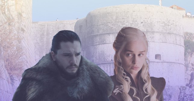jon snow and daenerys in front of the walls of dubrovnik in croatia