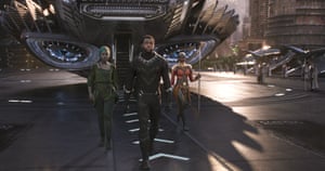 Nakia, T’Challa and Okoye in Black Panther.