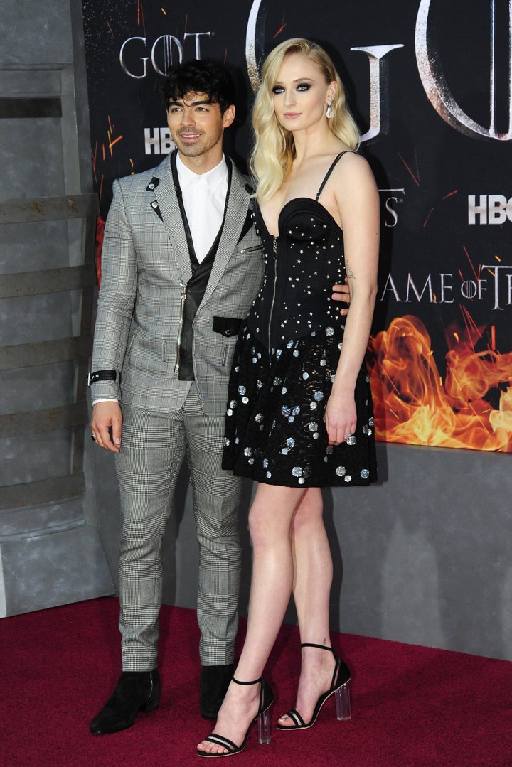 Joe Jonas and Sophie Turner attend the premiere of "Game of Thrones" Season 8.&nbsp;