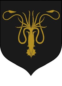 House Greyjoy sigil of a golden kraken in Game of Thrones