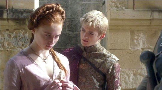 Sophie Turner as Sansa Stark with Joffrey Baratheon 