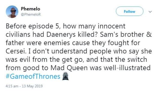 Game Of Thrones Daenerys Tweet