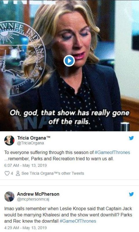 Parks And Rec predicted Game Of Thrones