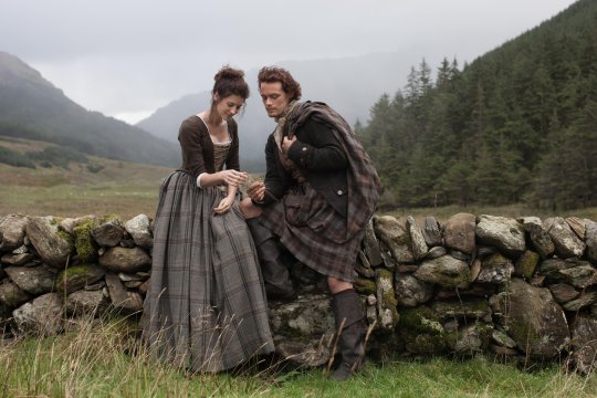 Television programme: Outlander. Caitriona Balfe and Sam Heugan