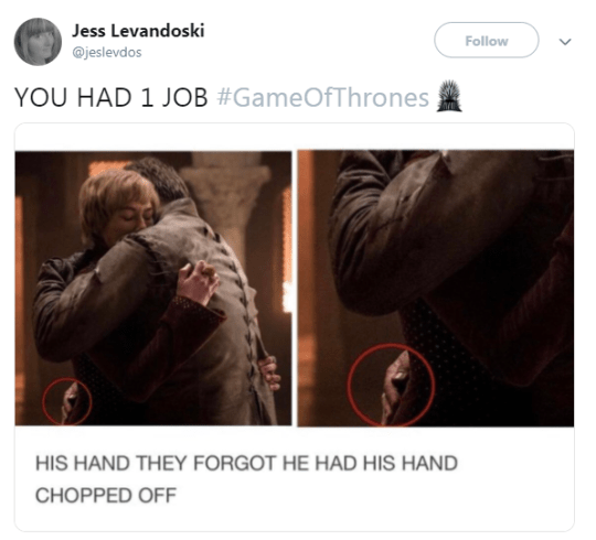 Game of Thrones twitter reaction post