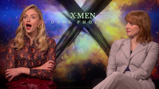 Sophie Turner and Jessica Chastain at X-Men Dark Phoenix junket