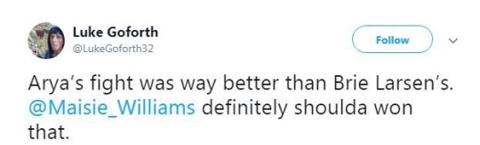 Arya Stark MTV tweet