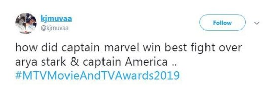 Arya Stark MTV tweet