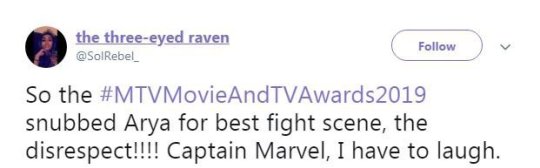 Arya Stark MTV tweet