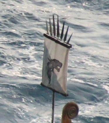 Game of Thrones prequel Bloodmoon GoTlike Locations ? @GoTlikeLocation Jul 15 More Only shortly before sunset the prop boat came out of the grotto again to go back to the production's second base in the port of Gaeta. This time the boat's crew was in costume and the banner (which might be an early Stark one?) revealed. #Bloodmoon #Gaeta