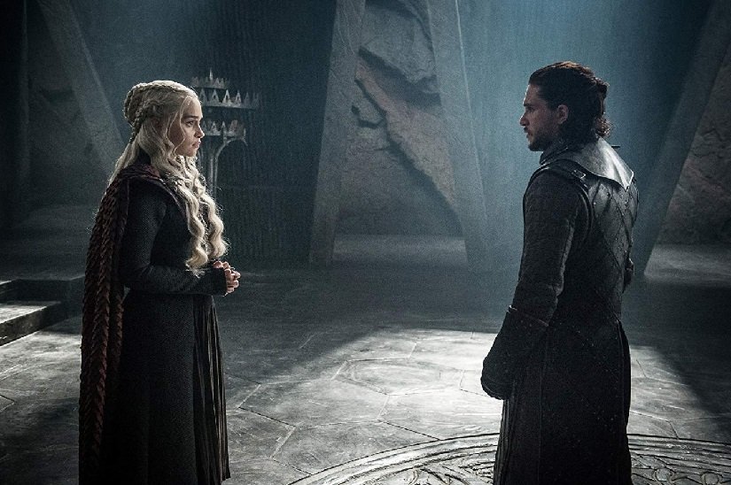 Emilia Clarke and Kit Harrington in Game of Thrones Season 8. HBO