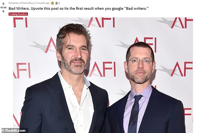 Bad writers: Game Of Thrones creators David Benioff and D.B. Weiss are still feeling the effects from the fan backlash of the final season, with a unique smear campaign
