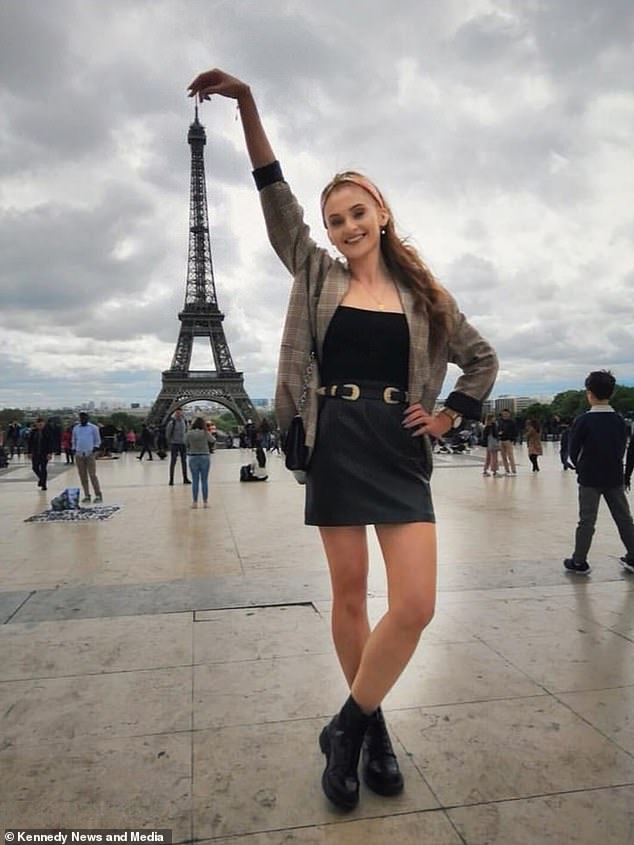 Laura during a holiday in Paris. The young student said she was now used to people starring at her but thought it funny