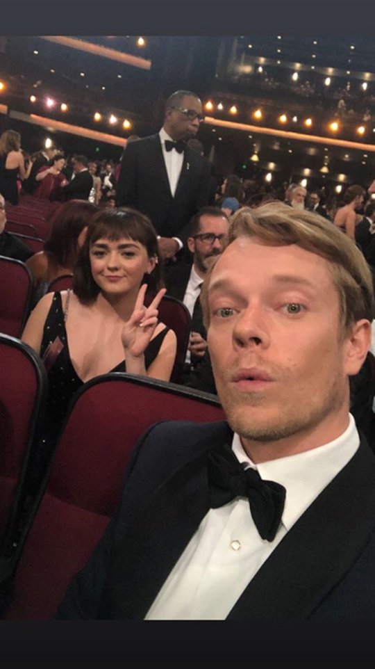 GOT cast party backstage at Emmys (Picture: Alfie Allen)