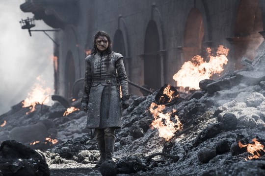 Arya Stark in the ruin of Kings Landing Game of Thrones season 8