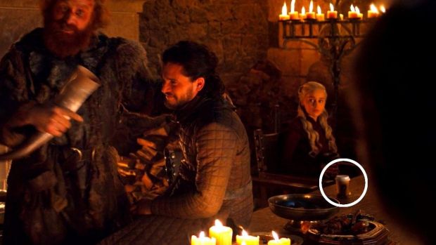 A coffee cup appears on Game of Thrones season eight, episode four. Photograph: HBO