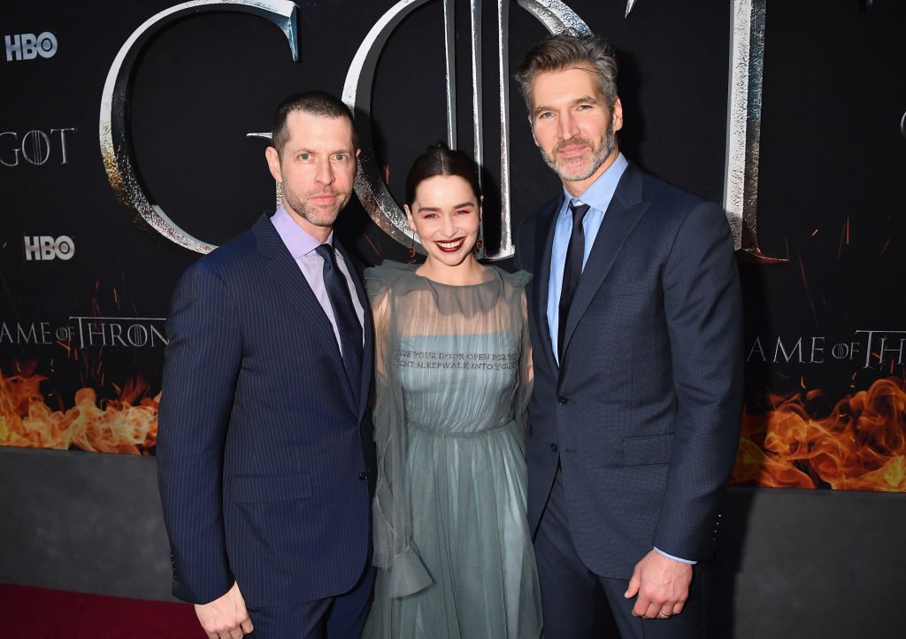 DB Weiss, Emilia Clarke, and David Benioff at the Game of Thrones season 8 premiere