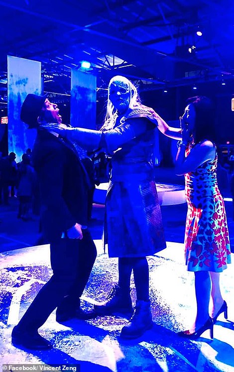 Facebook workers pose for photos with Game of Throne's infamous antagonists, the White Walkers
