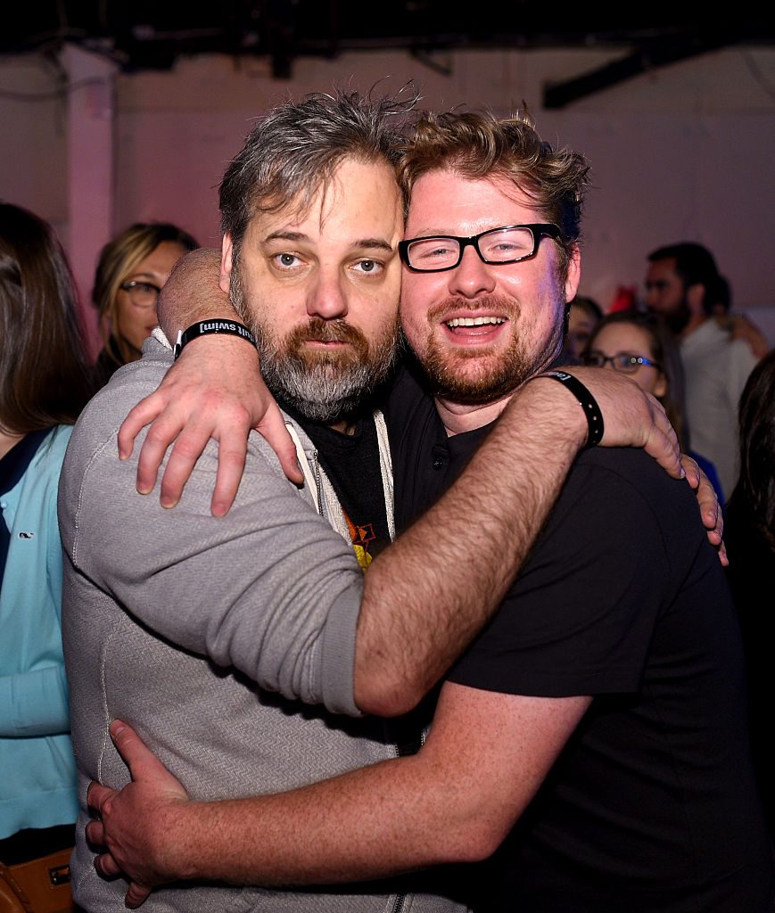 Dan Harmon and Justin Roiland attends the 2015 Adult Swim Upfront Party at Terminal 5